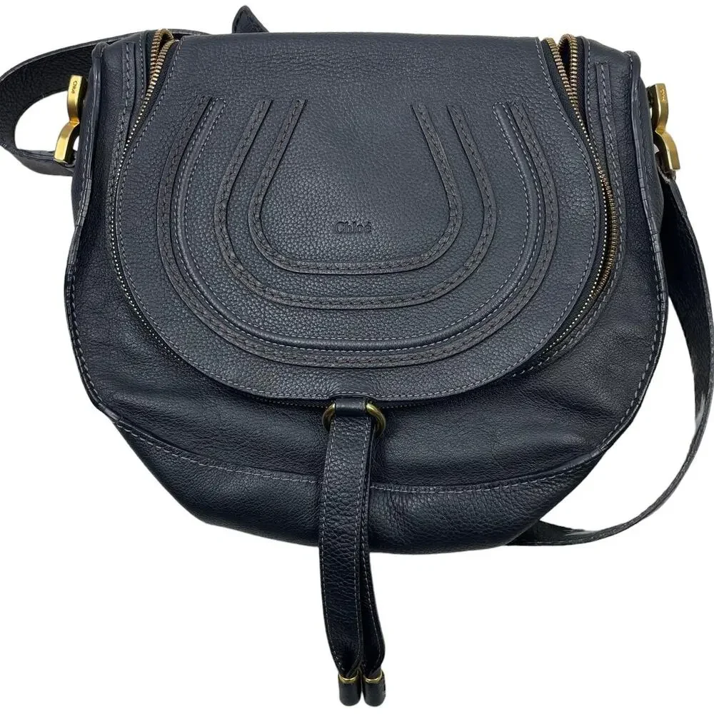 💎✨BEAUTIFUL✨💎Authentic Chloe Marcie Round Crossbody Bag Black - Picture 5 of 9